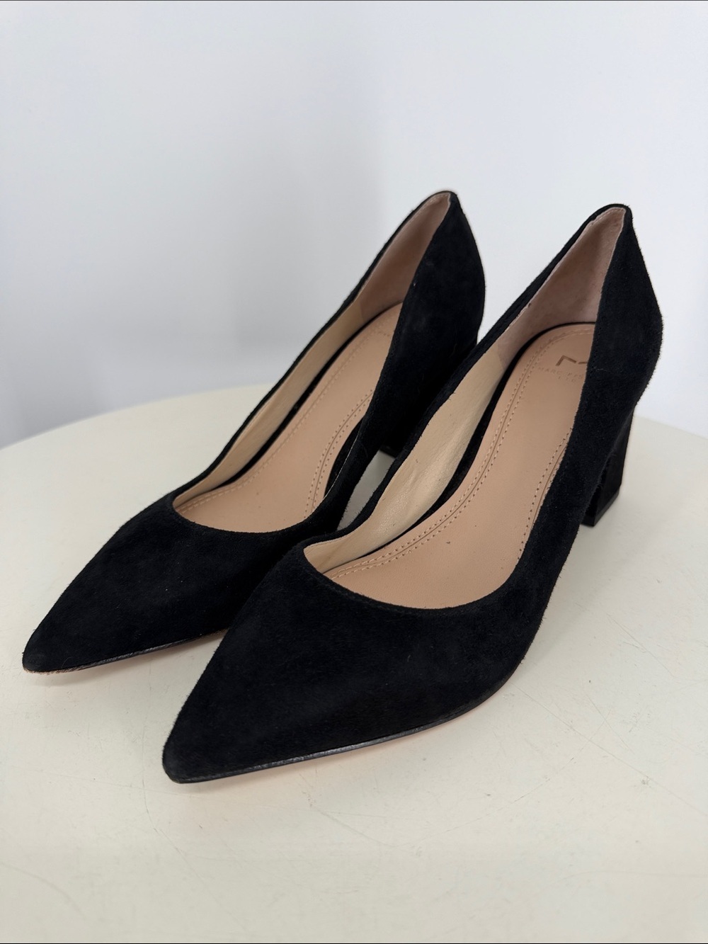 Marc Fisher Suede Block Heel Pumps Black Size 6